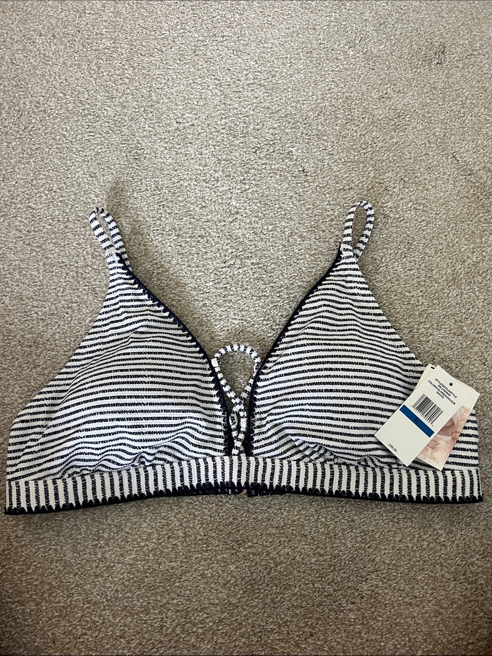 Jessica Simpson swim top size XL navy and white stripe